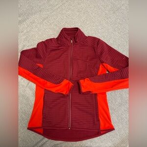 Nike Sphere Women's Running Jacket Coat Size M Red Thumb Holes Zip Pockets